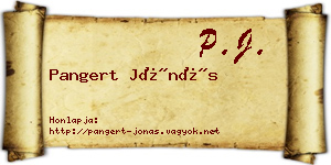 Pangert Jónás névjegykártya